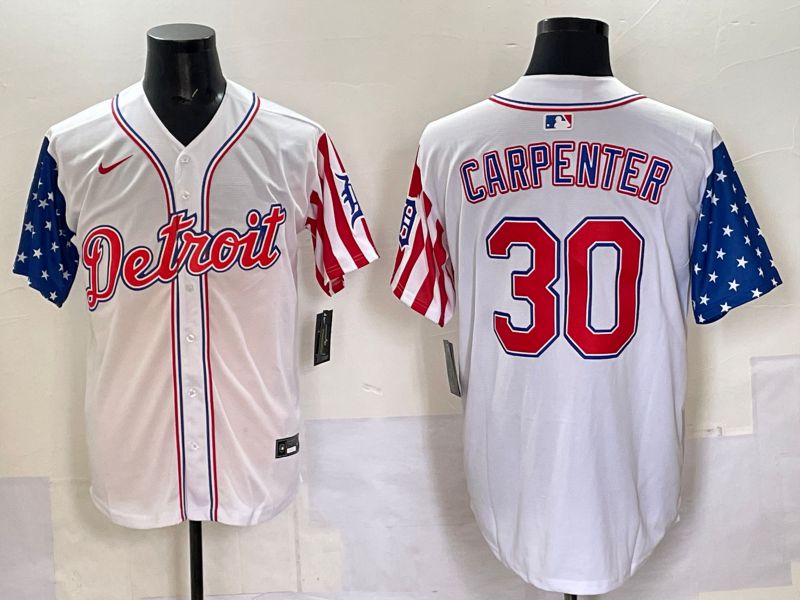 Men Detroit Tigers 30 Carpenter White National Flags 2025 Nike MLB Jersey style 3
